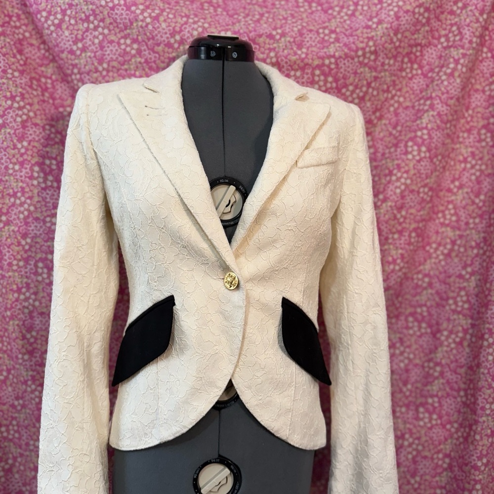 Smythe White and Black Blazer Tailored Suit Jacket - Picture 2 of 8